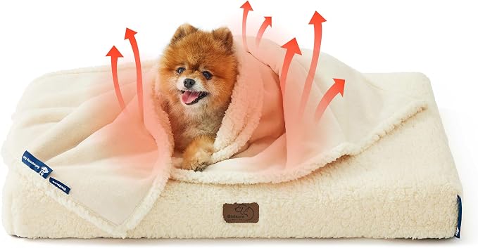 Bedsure Self Warming Dog Blankets for Small Dogs Waterproof - 25"X35" White | Soft Plush Sherpa Fleece Cat Puppy Blanket Washable for Couch Protector Reversible, Cozy Calming Throw Warm for Pet by Unknown