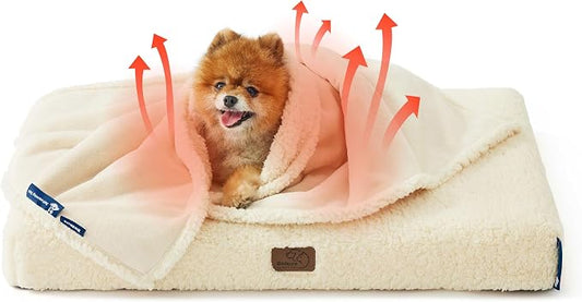 Bedsure Self Warming Dog Blankets for Small Dogs Waterproof - 25"X35" White | Soft Plush Sherpa Fleece Cat Puppy Blanket Washable for Couch Protector Reversible, Cozy Calming Throw Warm for Pet by Unknown
