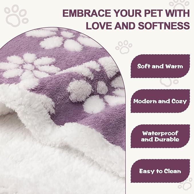 Cute Waterproof Blanket for Dog Puppy Cat, 30"x40", Purple | 3D Textured Flower Pet Blanket for Bed Couch Sofa, Soft Liquid Pee Proof Pet Furniture Protector - Image 3