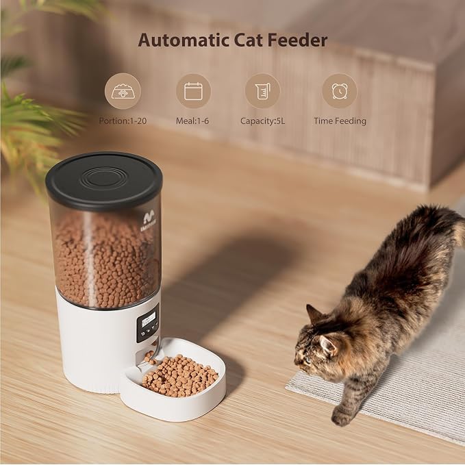 IMIPAW Automatic Cat Feeders, 5L Large Capacity, Timed Feeding Dry Food, Dual Power Design, Programmable Portion Size, 1-6 Meals Per Day, with Desiccant Packet, Suitable for Small Pets Food Dispenser - Image 8