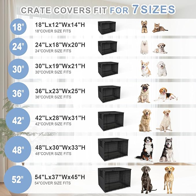 Explore Land Dog Crate Cover Heavy Duty Polyester Pet Kennel Sunshade Universal Fit for 48 inches Wire Cage (Black) - Image 2
