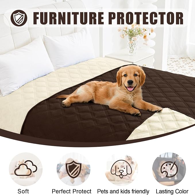 Smiry Waterproof Dog Bed Cover, Reversible Pet Blanket for Sofa Couch | Soft Washable Dog Blanket, Leakproof Couch Cover for Dogs Cats & Furniture Protection, 52x82, Chocolate/Beige - Image 8