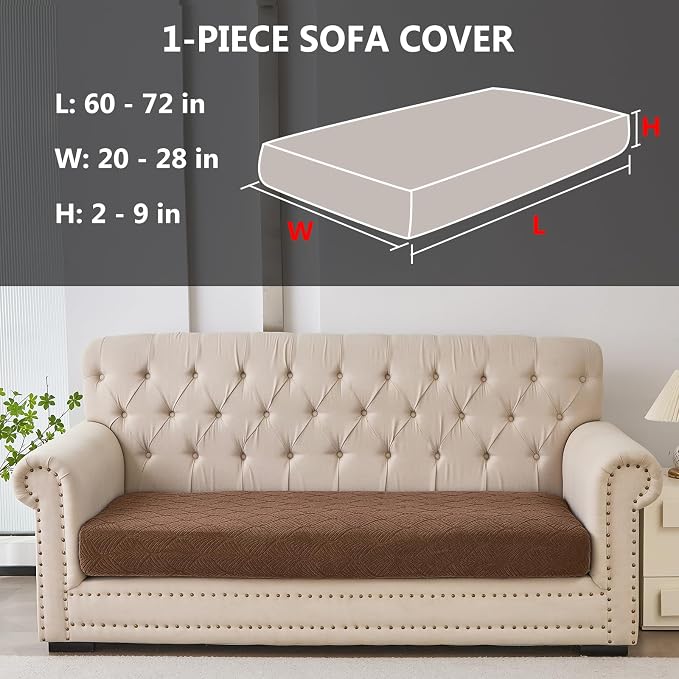 Genina Waterproof Couch Cushion Covers for Pets Washable Sofa Seat Covers | Non Slip,Stretch Jacquard Fabric,Pet Hair & Scratch Protection,Easy Installation,Furniture Protector,Sofa Cover - Image 2