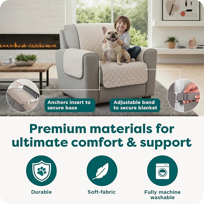FurHaven Water-Resistant Sofa Cover for Dogs & Cats, Reversible Couch Protector with Secure Straps and Pinsonic Quilted Fabric, Machine Washable Couch Cover, Large Sofa, Gray Mist - Image 5