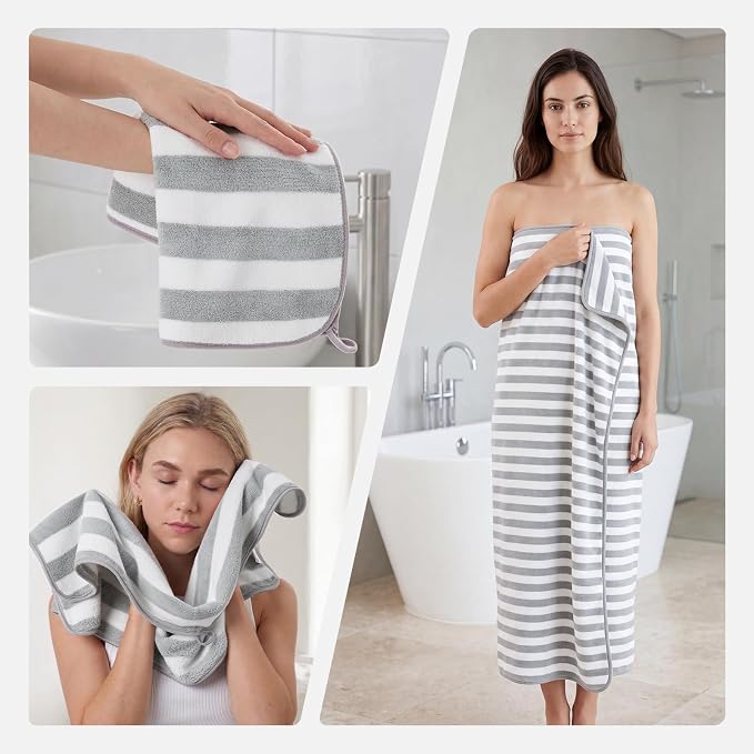 REDKISS Ultra Soft Bath Towel Sets 6-Piece 35"x70" | 100% Microfiber, Highly Absorbent & Quick Dry | Grey Towels for Bathroom, Spa, Gym | 2 Bath, 2 Hand, 2 Washcloths - Image 8