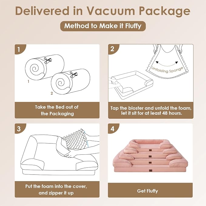 EHEYCIGA Orthopedic Small Dog Bed, Waterproof Memory Foam Washable Pet Beds | Non-Slip Bottom and Egg-Crate Foam Medium Pet Couch Bed with Washable Removable Cover, Dusty Pink - Image 7