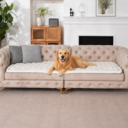 Pet Couch Cover for Dogs & Cats, Soft Flannel Non-Slip Couch Sofa Cover Protector, Dog Bed Sleeping Mat, Washable Reversible Anti-Slip Dog Bed for Small Medium Large Pets(27.6X82.67, Beige) by AMZWISE