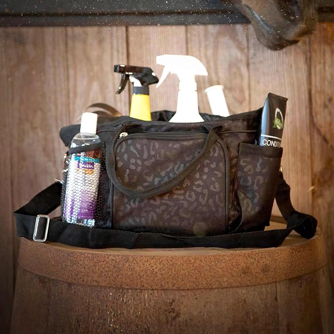 Jeffers Poplar Head Grooming Bag – Horse Grooming Organizer Tote with Pockets for Brushes, Tools, Clippers, Shampoo, Detangler – Stable Barn Kit Carrier for Horses, Pets, Livestock, Covert Cheetah - Image 5