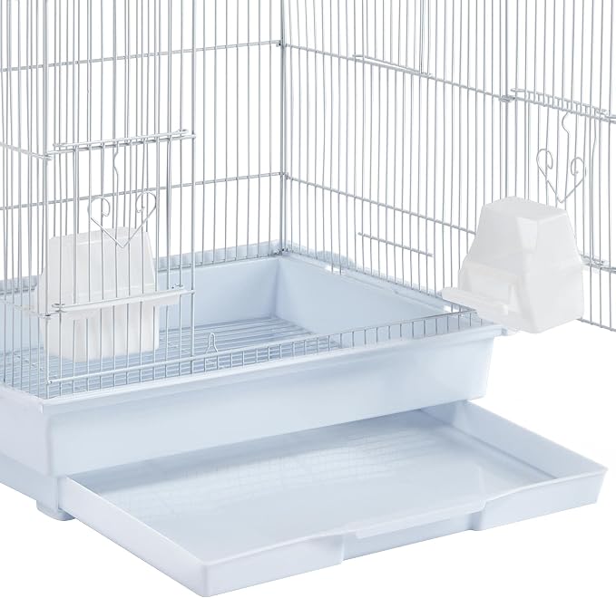 Yaheetech 39-inch Roof Top Medium Parakeet Bird Cages for Cockatiels Conures Finches Budgies Canaries Lovebirds Parakeets Green Cheek Small Birds Parrots, Travel Flight Birdcage w/Toys, White - Image 9