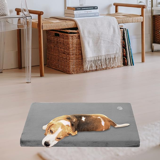 EMPSIGN Dog Bed Mat Crate Pad Mattress, Ultra Soft Pet Kennel, Grey, Small | Reversible(Cool & Warm), Waterproof Linings, Removable Machine Washable Cover, for 24" Dog Crate, Firm Support - Image 5