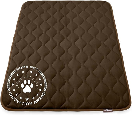 Paw Inspired Washable Padded Crate Mats for Dogs, Dark Brown, 47x29 Inch | Fits 48-inch Kennels, Leakproof, Waterproof Bottom, Plush Dog Pad, Pet Bed by HOME