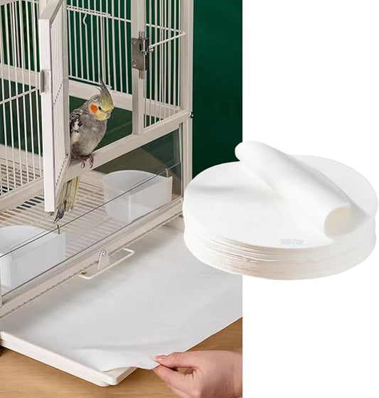 MANON ROSA Bird Cage Liner Papers,100pcs Disposable Non-Woven Parrort Cage Liner, Precut Absorbent Leakproof Bird Carrier Cleaning Birdcage Accessories (Round (13''D)) by MANONROSAPET