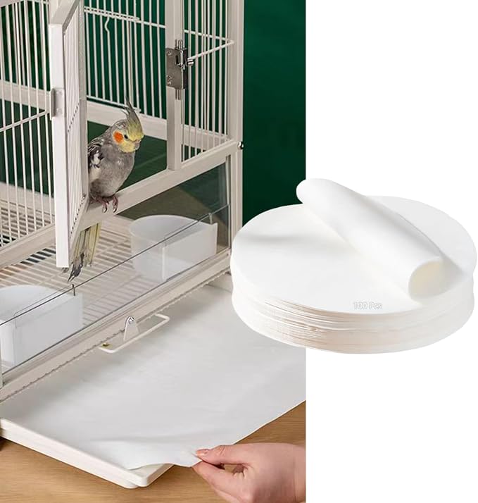 MANON ROSA Bird Cage Liner Papers,100pcs Disposable Non-Woven Parrort Cage Liner, Precut Absorbent Leakproof Bird Carrier Cleaning Birdcage Accessories (Round (15.4''D)) by MANONROSAPET
