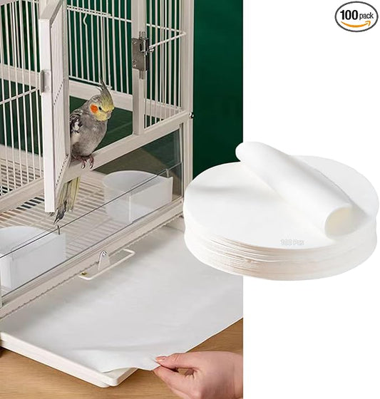 MANON ROSA Bird Cage Liner Papers,100pcs Disposable Non-Woven Parrort Cage Liner, Precut Absorbent Leakproof Bird Carrier Cleaning Birdcage Accessories (Round (11''D)) by MANONROSAPET