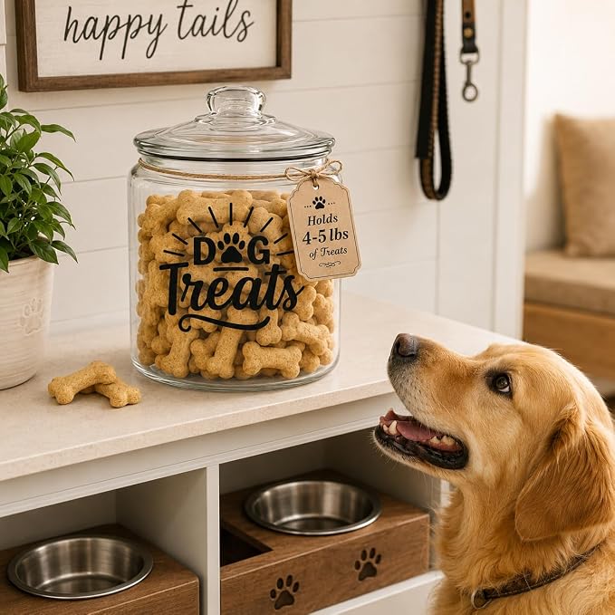 kitchentoolz 1-Gallon Glass Dog Treat Container Airtight – Large Countertop Dog Cookie Jar with Lid for Dog Treat Storage, Decorative Treat Jar & Dachshund Accessories - Image 7
