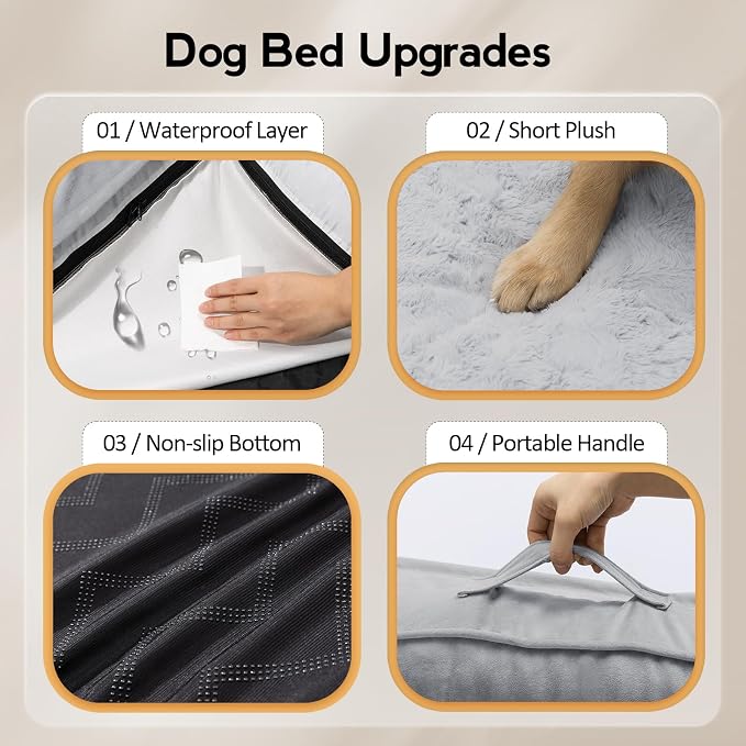 MEKIY Jumbo Orthopedic Waterproof Dog Bed with Sides for Extra Large Dogs | Egg Crate Foam, Waterproof Liner, Anti-Slip Bottom, Space-Saving, Perfect for Corners and Sofa Edges, 42 x 42 Inch - Image 5