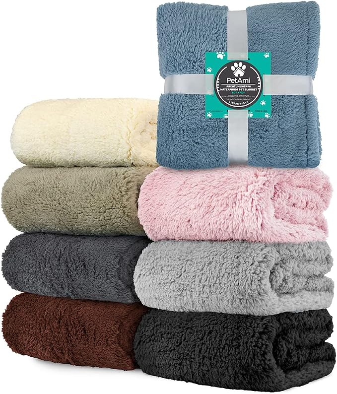 PetAmi Fluffy Waterproof Dog Blanket for Couch and Bed, Reversible Sherpa Pet Throw, Pee Proof Furniture Protector Sofa Cover, Washable Cat Blanket for Medium Large Dogs and Cats (Black, 40x60) - Image 8