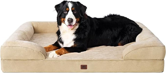 EHEYCIGA Orthopedic XXL Dog Bed, Waterproof Washable XL Big Pet Bed 48" | Non-Slip Bottom and Egg-Crate Memory Foam Extra Large Pet Couch Bed with Washable Removable Cover, Graige by EHEYCIGA
