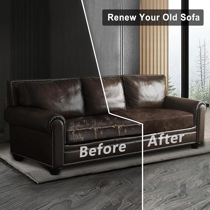 ANARACHON Leather Look Couch Cushion Covers Sofa Seat Slipcovers Sets Couches Furniture Protector for Sectional Armchair Loveseat Pets Kids Stretch Spandex Fabric (2 Cushion Sofa, Brown) - Image 7
