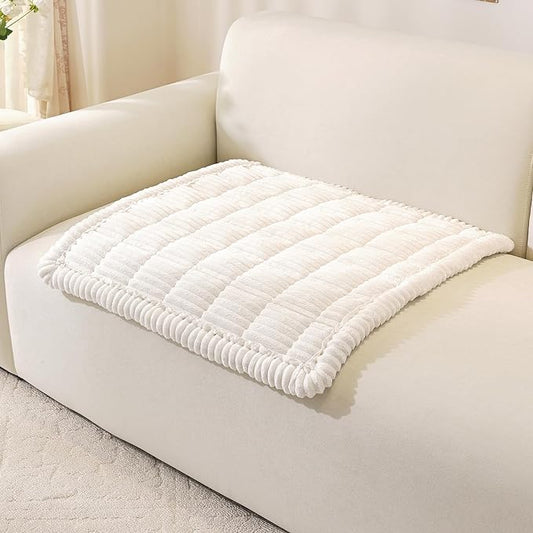 OstepDecor Couch Cover for Dogs, Washable Non Slip Sofa Cover for Pets, Soft Couch Covers for Sofa, Loveseat and Sectional, Furniture Protector Against Pet Hair & Scratches (27.6" x 27.6", White) by OstepDecor