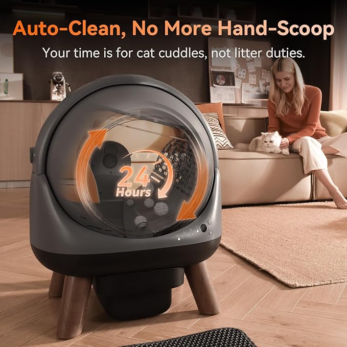 Self Cleaning Litter Box for Multiple Cats, G1 Automatic Litter Box with Smart APP Control & Health Monitoring, Includes 2 Roll Trash Bags and Litter Mat (Grey) - Image 2