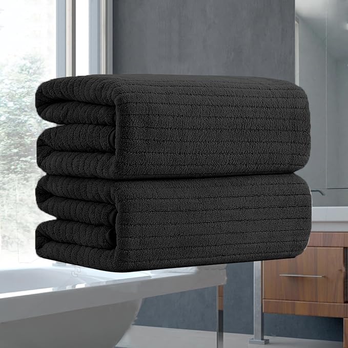 Hailea Black Hand Towels Set 16x31 Inches,Soft Microfibers Bathroom Towel Set 2 Pack,Highly Absorbent Quick Dry Luxury Towel Hotel Spa Gym Hand Towel Collection for Bathroom by Hailea