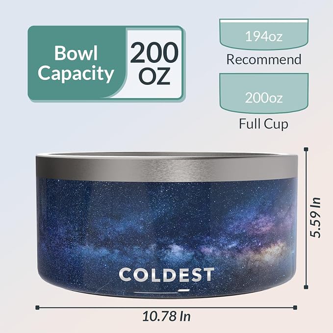 Coldest Dog Bowl - Anti Rust Metal, Non Slip, 3 Layers Insulated Stainless Steel Dog Bowls - Spill Proof & Heavy Duty - Water Bowl for Dogs, Cats & Pets, Dish Washer Safe (200 oz, Into The Beyond) - Image 4