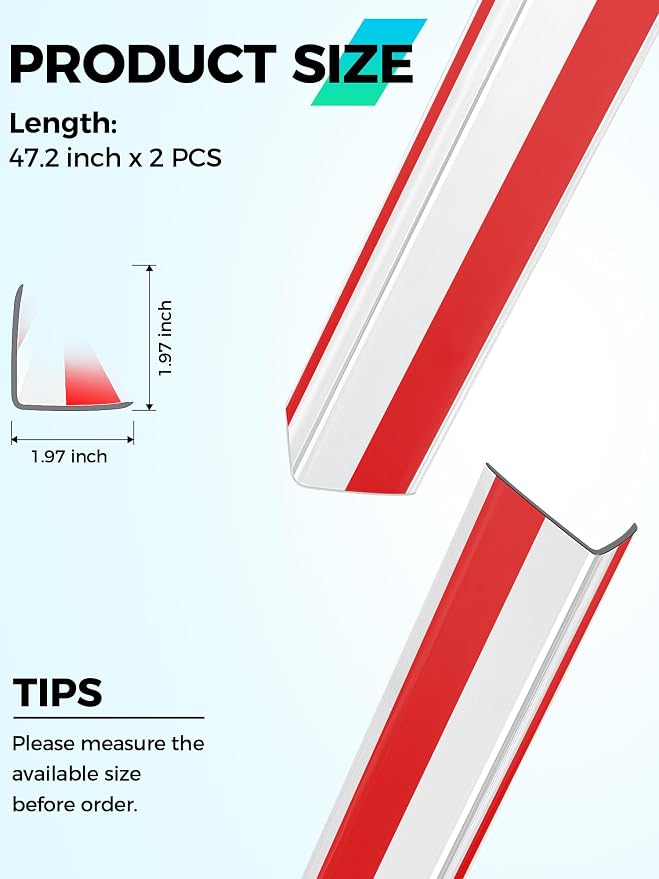 MONOID Wall Corner Protector, 2 PCS Furniture Edge Protection, PC Anti-Bump Guards Avoid Scratching Corner Trim for Door Frame, Table, Countertop, Stair, Self-Adhesive, Clear, 1.97IN×47.24IN/5CM×120CM - Image 3