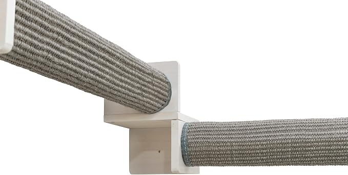 Trixie Cat Wall Furniture Set 5 - Cat Wall Corner Scratcher, Climbing Shelves - 2 Sisal Rope Scratching Posts - Elevated Shelf - Gray/White - Image 7