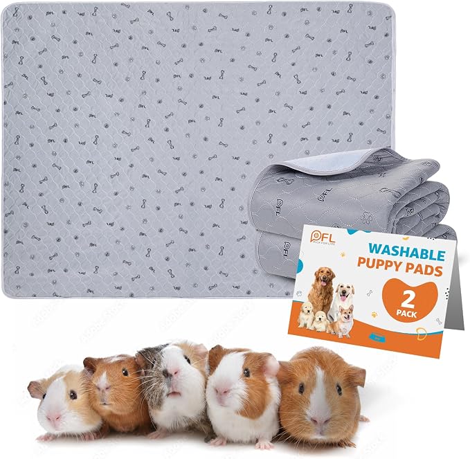 Washable Pee Pads for Small Pet, 2 Pack Reusable Pet Training Pads Washable,36x72 Absorbent Reusable Whelping Pads, Non-Slip Dog Mats with Bone Print for Rabbit Guinea Pig Hamster Puppy by PICKFORLIFE
