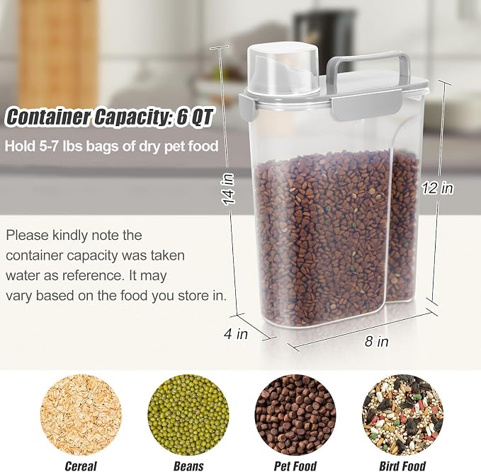 TBMax Dog Cat Food Storage Container 5 to 7 lbs, Airtight Pet Food Dispenser with Easy-Pouring Spout & Measuring Cup, Portable Kibble Container for Travel Dog Food Storage - Image 3