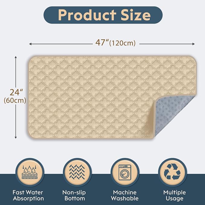 FunFurry Washable Guinea Pig Cage Liner - 2 Pack Reusable Washable Pee Pads，Waterproof Guinea Pig Bedding for Small Animal - Rabbit Bunny Hamster Puppy (Cream, 24" X 47" - 2 Pack) - Image 2
