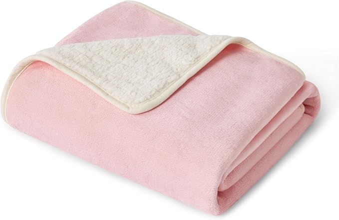 Bedsure Waterproof Blanket for Bed Soft Sherpa Fleece Throw,Twin 80"x60" | Plush Cozy Calming Reversible Dog Blankets for Large Senior Dogs,Warm Bed Couch Cover,Pet Furniture Protector,Pink by Unknown