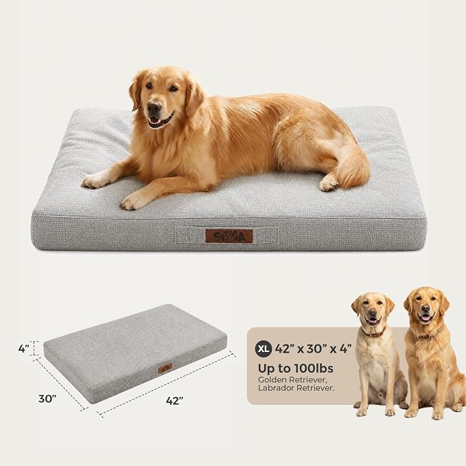 Sytopia Outdoor Dog Bed, 42" XL Orthopedic Dog Bed for Extra Large Dogs (90 lbs), Durable Waterproof Pet Bed, Heavy Duty Dog Crate Pad, Washable Removable Cover, Anti-Slip Bottom, Light Gray - Image 5