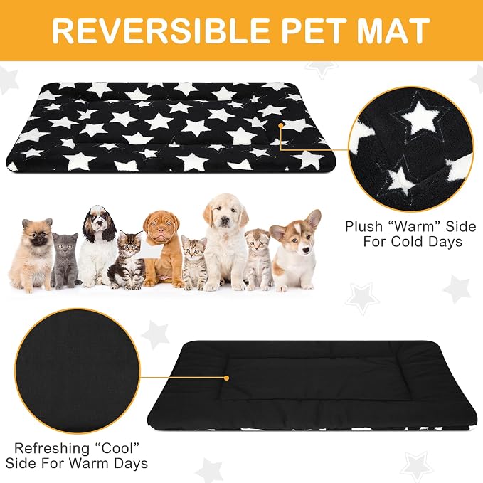 VitalCozy 4 Pcs Dog Crate Pads, Ultra Soft Warm Washable Anti-Slip Kennel Bed Mat for Pets, Reversible, Replaceable, Cage Liner for Small Medium Large Dogs and Cats(18 x 24 x 1.6 Inch,Star,Black) - Image 3
