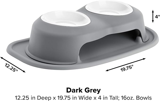 WeatherTech Double High Pet Feeding System w/Plastic Dog/Cat Bowls - 4" High Stand Dark Grey (PDHC1604DGDG) - Image 4
