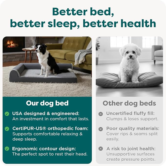 Furhaven Orthopedic Dog Bed for Large Dogs w/ Removable Bolsters & Washable Cover, For Dogs Up to 95 lbs - Plush & Velvet L Shaped Chaise - Deep Sapphire, Jumbo/XL - Image 6