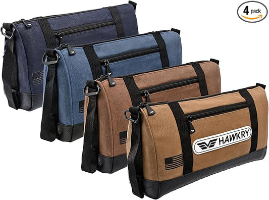 HAWKRY Canvas Tool Pouch Set (4 Pack) – Heavy Duty Tool Organizer Bags with Zipper, Durable Small Tool Bags for Electricians, Contractors, Mechanics and Hardware Storage by HAWKRY
