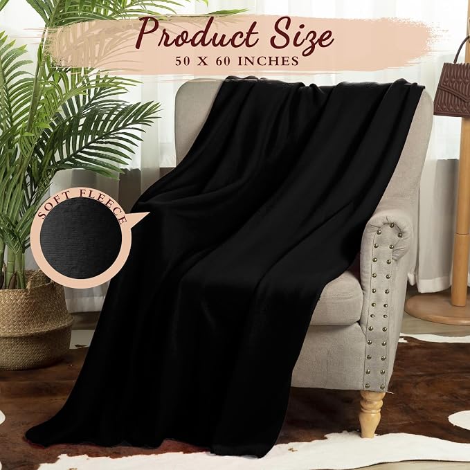 Buryeah 10 Pcs Fleece Blanket Bulk Soft Warm Fleece Blankets Cozy Lightweight Throw Blankets Plush Pet Throw Blanket for Home Bed Sofa Office Wedding Gifts Travel(50" X 60",Gray Black) - Image 2