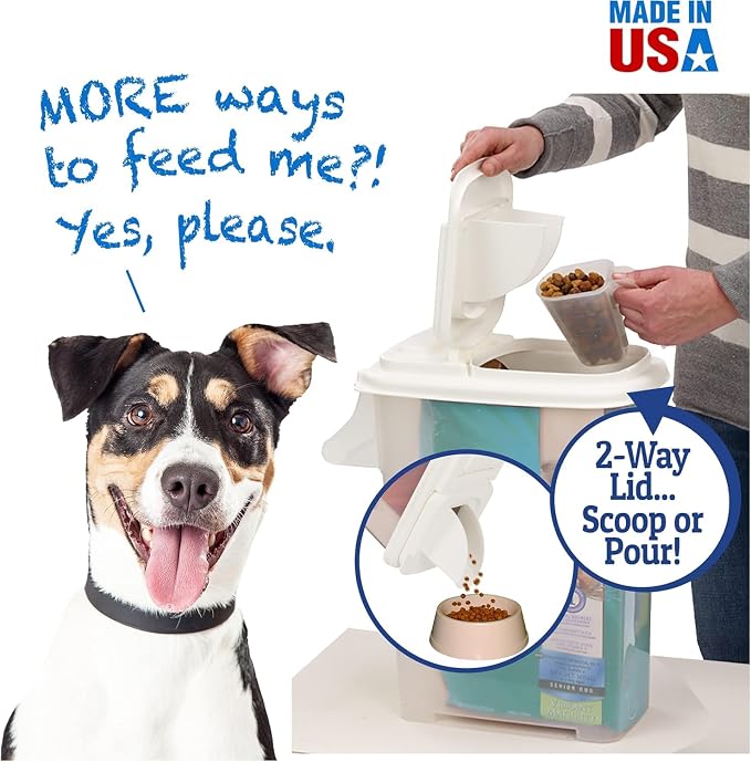 Buddeez Pet Food Storage Container - 16 LB Capacity Dog Food Storage Container, Cat Food Container, Bird Seed Storage Container with Durable EZ Grip Handle and EZ Flip Lid with Pour Spout (White Lid) - Image 5