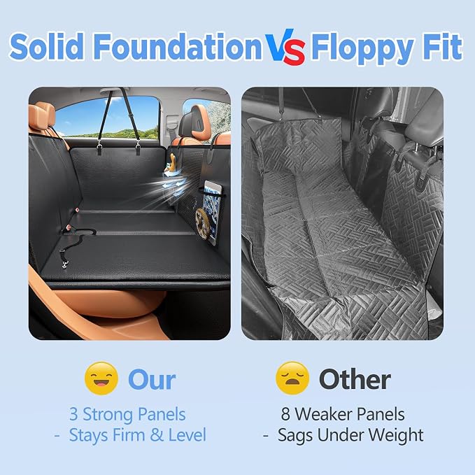 HOB4U Back Seat Extender for Dogs, Hard Bottom Dog Car Seat Cover | 100% Waterproof PU Leather, Scratch Proof and Anti Slip Dog Hammock for Cars and SUVs, Holds 400 lbs - Image 4