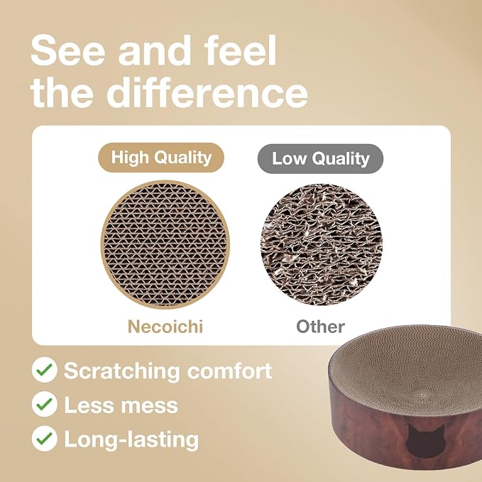 Necoichi Cat Scratcher Bowl for Indoor Cats - Cat Scratching Lounger with Reversible Usability and Extra Comfort for Lounge, Cardboard Bed Couch / (Regular, Dark Cherry) - Image 5