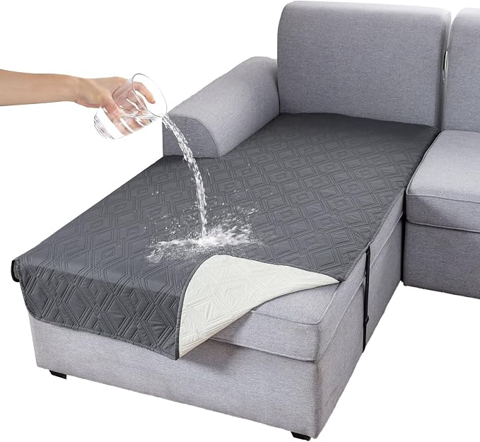 Genina 100% Waterproof Sectional Couch Covers for L Shaped Chaise Lounge Left, Anti-Slip Sectional Cover Furniture Protector Couch Cover for Dogs Pets, 1 Piece (Dark Gray, Left Chaise Cover) by Genina