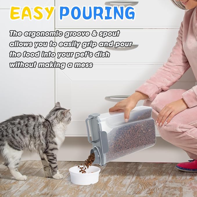 TBMax 2 Pack Cat Dog Food Storage Containers 10 to 14 Lbs, Portable Travel Pet Container Dispenser with Easy-Pouring Spout & Cup, Airtight Bird Seed Container Dog Treat Storage Bin - Image 2