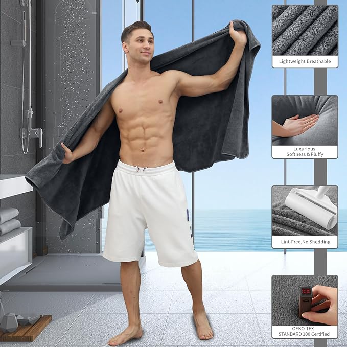 Premium Towel Set 2 Pack Hand Towel 16" x 31",Ultra Soft Highly Absorbent Hand Towel | Durable | Quick Dry | Multifunctional | Luxury Towel for Bathroom Hotel Kitchen Gym,Dark Grey - Image 3