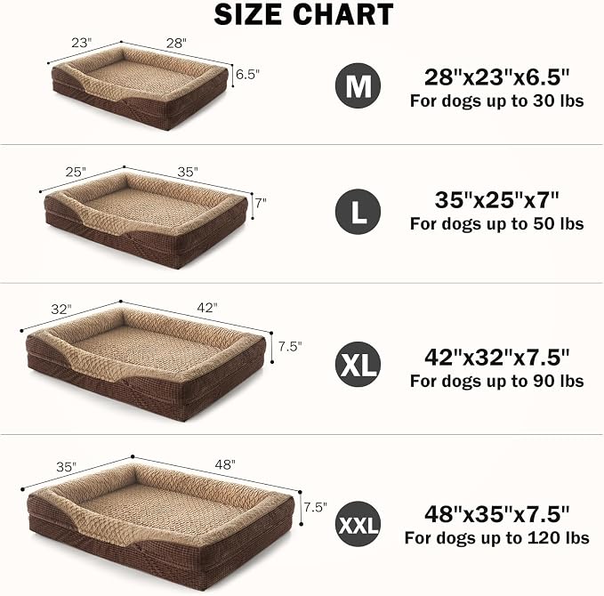 INVENHO Orthopedic Dog Beds Large Sized, XL Washable Egg-Crate Memory Foam Dog Couch with Washable Removable Cover, Waterproof Lining and Nonskid Bottom - Image 7