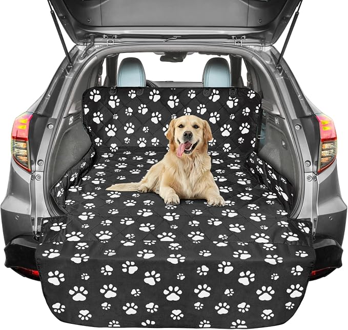 F-color SUV Cargo Liner for Dogs - Heavy Duty Cargo Cover for Mid-Size SUVs | Water Resistant, Bumper Flap, Non-Slip Mat, Car Trunk Dog Car Seat Cover Prevents Scratches Pet Hair Mud Dirt for Sedans Vans by F-color