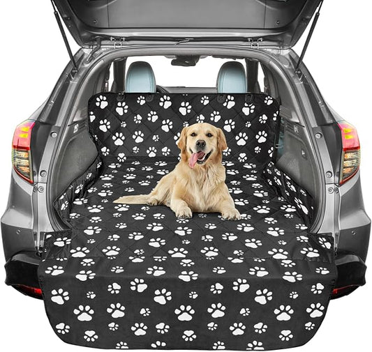 F-color SUV Cargo Liner for Dogs - Heavy Duty Cargo Cover for Mid-Size SUVs | Water Resistant, Bumper Flap, Non-Slip Mat, Car Trunk Dog Car Seat Cover Prevents Scratches Pet Hair Mud Dirt for Sedans Vans by F-color