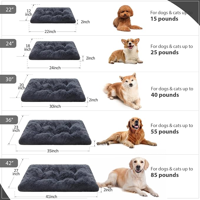Extra Large Dog Bed Crate Pad 42", Washable XL Plush Pet Mat Dark Grey | Machine Washable, Anti-Slip Bottom, Kennel Pad 41*27", Ultra Soft Cozy Sleeping, Easy to Care, 85 lbs - Image 6