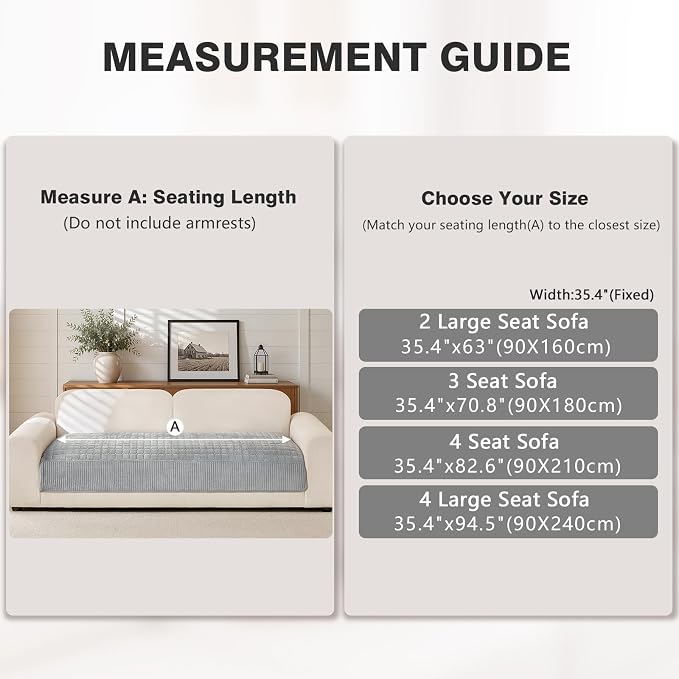 OHSIO Soft Plush Couch Cover for Sofa, Washable Milk Velvet Sofa Slipcover, Non-Slip Furniture Protector for 1 2 3 Seater Couch, Dogs, Pets and Kids(Light Gray, 35.43'' x 62.99'') - Image 2